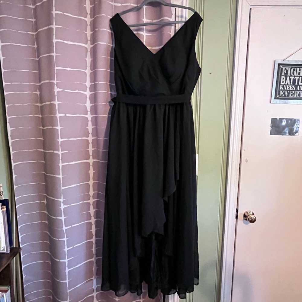Elegant Black Women's Dress with high low hem and lace up back
